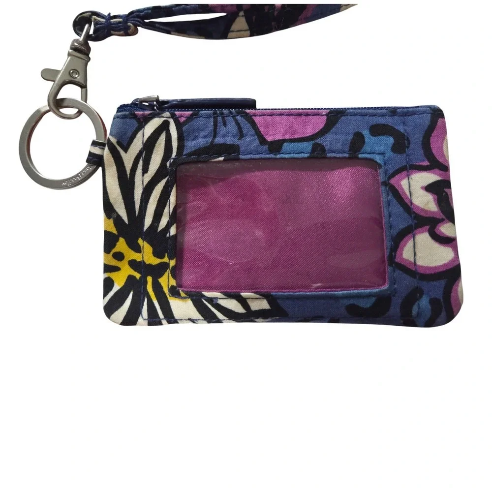 Vera Bradley Retired African Violet Lanyard Wallet Coin ID Card Holder Pouch - Picture 2 of 3